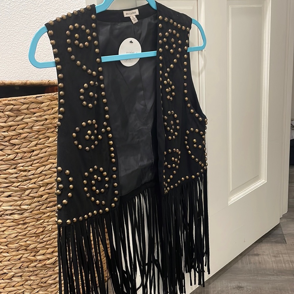 Black Fringed Vest